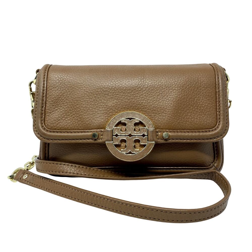 Tory Burch Tan Amanda Foldover Leather Crossbody Bag